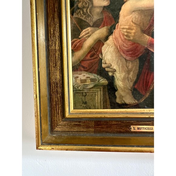 Vintage religious wall art: framed Botticelli Madonna and Child print 1969 - Picture 2 of 5